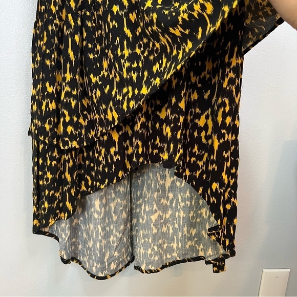 Who What Wear Textured Animal Print Ruffle Dress M 8 10 Black Gold Midi Vacation - Picture 14 of 16